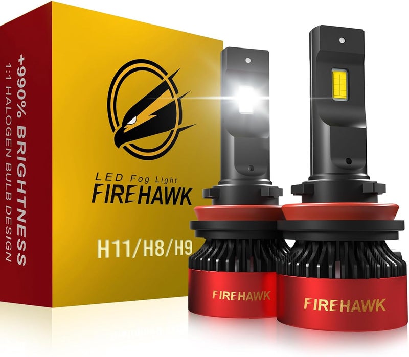 Firehawk H11/H8/H9/H16 Bulbs 70000LM Pure White 6000K Plug & Play IP68 Waterproof Fog Light, Pack of 2 - Image 1